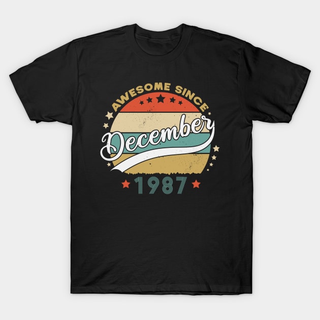 Awesome Since December 1987 Birthday Retro Sunset Vintage T-Shirt by SbeenShirts